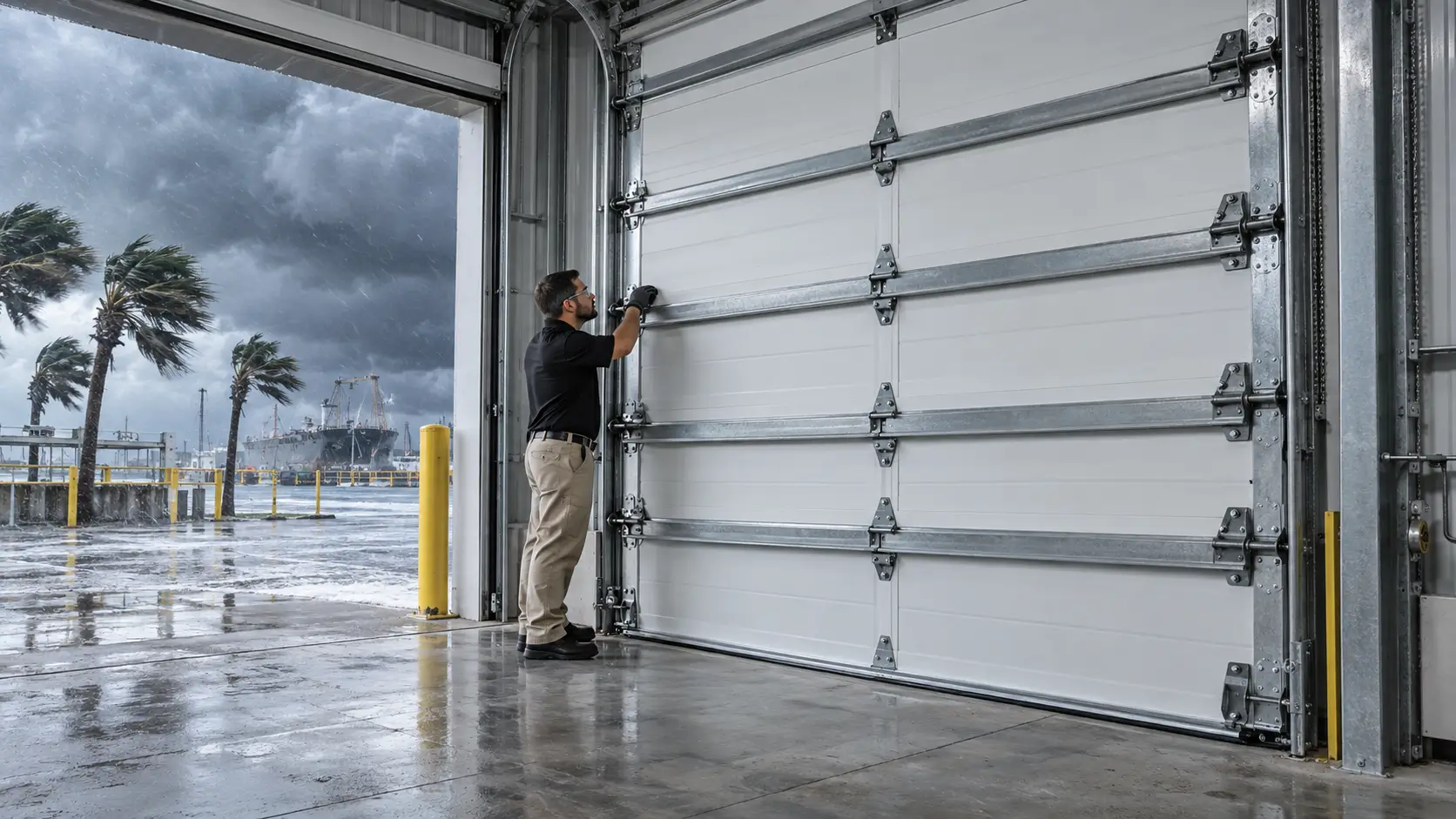 High wind rated commercial garage door security panels in Galveston TX