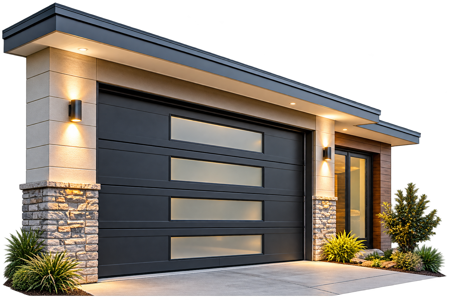 Modern residential garage door in Galveston Texas