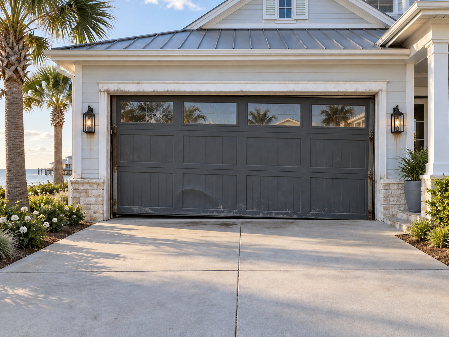 Before garage door spring repair in Galveston TX