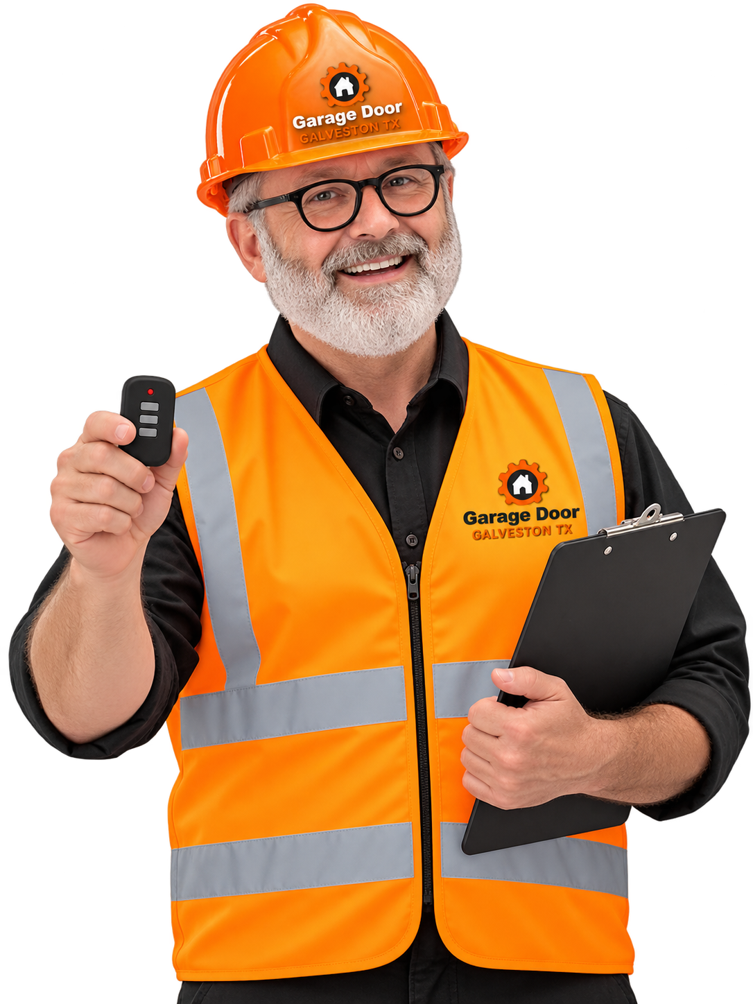 Garage door repair technician providing professional service in Galveston Texas