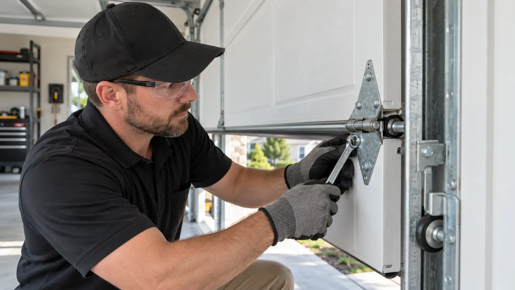 Garage door roller hinge clearance adjustment in Galveston TX