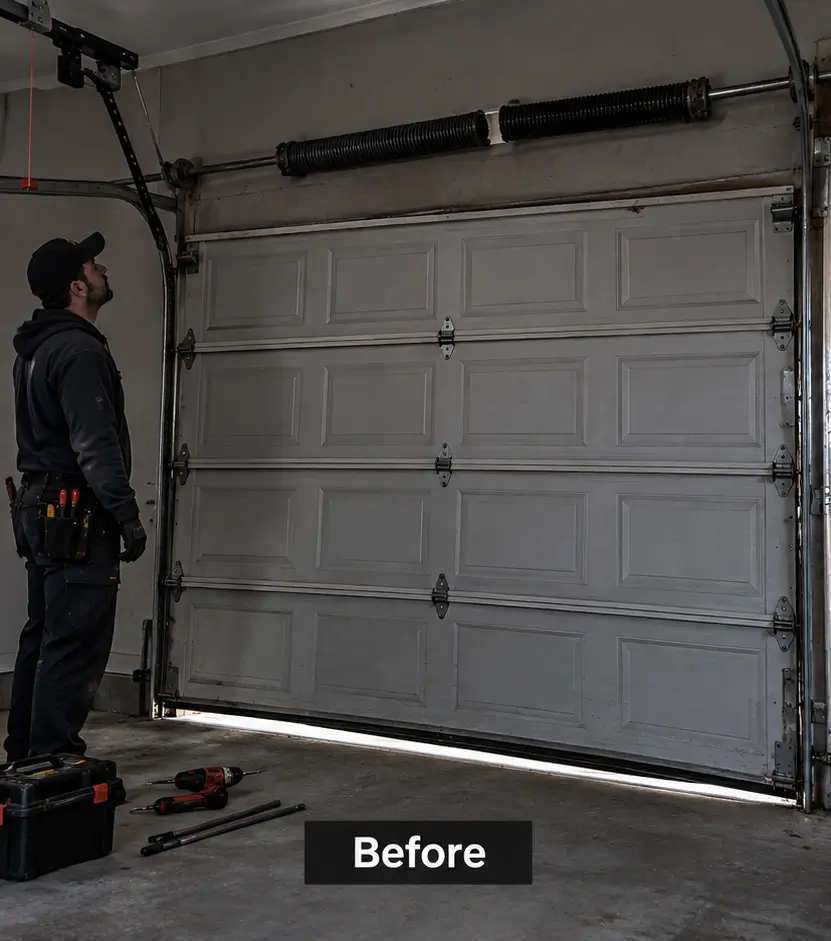 Before garage door spring repair in Galveston TX