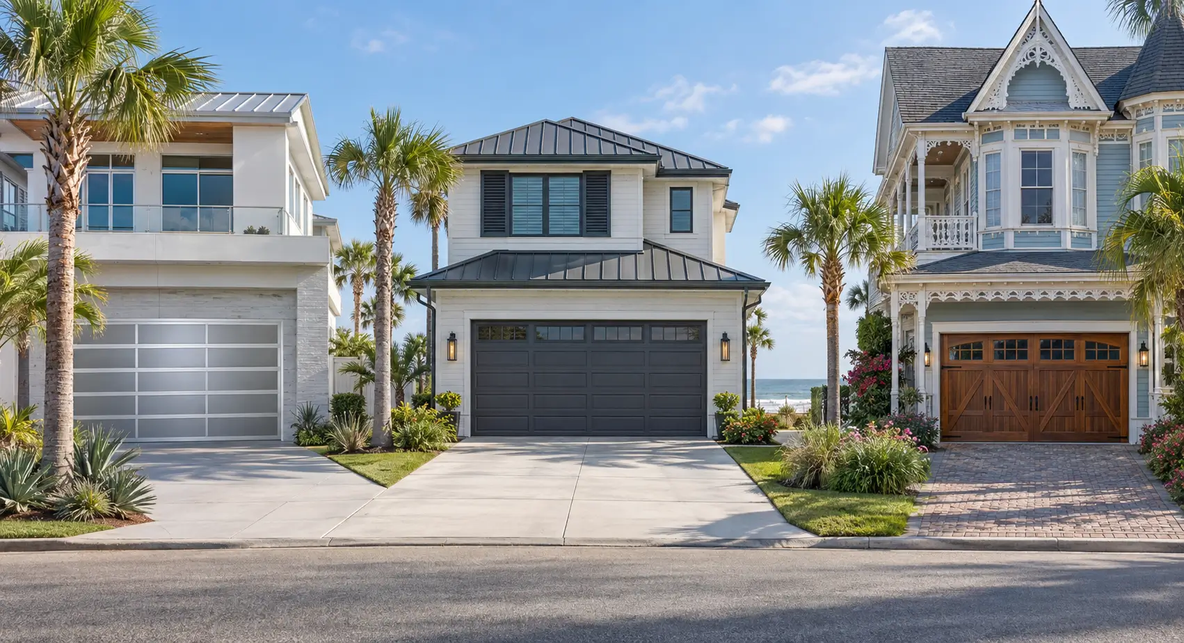 Residential garage door material options in Galveston TX